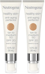 Neutrogena Healthy Skin Anti-Aging Perfector Tinted Facial Moisturizer and Retinol Treatment with Broad Spectrum SPF 20 Sunscreen with Titanium Dioxide, 50 Tan to Medium, 1 fl. oz (Pack of 2)