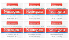 Neutrogena Facial Cleansing Bar Treatment for Acne-Prone Skin, Non-Medicated & Glycerin-Rich Hypoallergenic Formula with No Detergents or Dyes, 3.5 oz (Pack of 6)