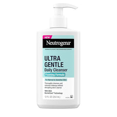 Neutrogena Ultra Gentle Foaming Facial Cleanser, Foaming Face Wash for Sensitive Skin, Gently Cleanses Away Dirt, Oil & Makeup Without Over Drying, Fragrance-Free, 12 fl. oz