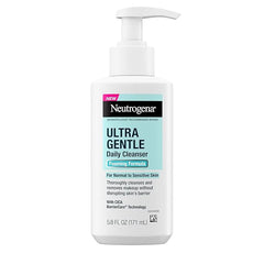 Neutrogena Ultra Gentle Foaming Facial Cleanser, Foaming Face Wash for Sensitive Skin, Gently Cleanses Away Dirt, Oil & Makeup Without Over Drying, Fragrance-Free, 5.8 fl. oz