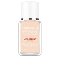 Neutrogena SkinClearing Oil-Free Acne and Blemish Fighting Liquid Foundation with.5% Salicylic Acid Acne Medicine, Shine Controlling Makeup for Acne Prone Skin, 10 Classic Ivory, 1 fl. oz