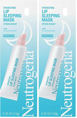 Neutrogena Hydro Boost Hydrating Lip Sleeping Mask with Hyaluronic Acid,Clear Overnight and Daily Moisturizing Treatment for Very Dry Lips,Fragrance Free Squeeze Tube Lip Balm,0.35 oz,(Pack of 2)