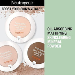 Neutrogena SkinClearing Pressed Mineral Powder Compact for Acne Prone Skin, Oil Absorbing Acne Makeup with Salicylic Acid helps to Cover, Treat & Prevent Breakouts, Honey 85,.38 oz