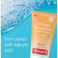 Neutrogena Oil-Free Acne Face Wash Cream Cleanser, 2% Salicylic Acid Acne Treatment, Daily Facial Cleanser for Acne-Prone Skin, 6.7 fl. oz