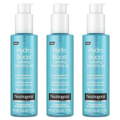 Neutrogena Hydro Boost Lightweight Hydrating Facial Cleansing Gel, Gentle Face Wash & Makeup Remover with Hyaluronic Acid, Hypoallergenic & Non Comedogenic, 6 oz, Pack of 3