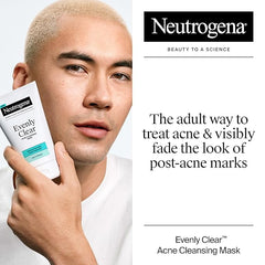 Neutrogena Evenly Clear Acne Cleansing Face Mask with 3.5% Benzoyl Peroxide Treats Breakouts & Bentonite Clay, Purifying Clay Mask Absorbs Oil to Visibly Improve the look of Skin, 4.2 fl. oz