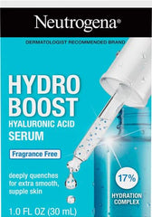 Neutrogena Hydro Boost Hyaluronic Acid Serum for Face & Neck,Lightweight Daily Hydrating Serum with Hyaluronic Acid for Dry Skin,Oil-Free,Non-Comedogenic,Fragrance-Free,1 fl. oz,(Pack of 2)