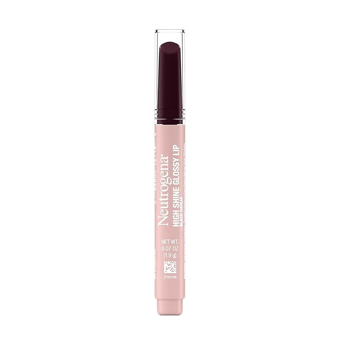 Neutrogena High Shine Glossy Lip, Nourishing Lip Gloss with Maracuja Oil, Antioxidant Vitamin E & Vitamins, Non-Retractable, Buildable Pigmented Color, Black Dahlia, 0.07 Oz