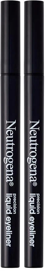 Neutrogena Precision Liquid Eyeliner with Honey & Coconut, Hypoallergenic, Smudge- & Water-Resistant Eyeliner Makeup for Precise Application, Jet Black, 0.013 fl. oz (Pack of 2)