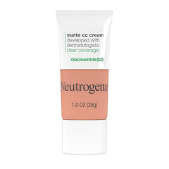 Neutrogena Clear Coverage Flawless Matte CC Cream, Full-Coverage Color Correcting Cream Face Makeup with Niacinamide (b3), Hypoallergenic, Oil Free & Fragrance Free, Cool Almond, 1 oz