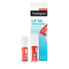 Neutrogena Hydro Boost Tinted Lip Oil with Hyaluronic Acid, Hydrating and Nourishing Lip Oil for Fuller Looking Lips, Coral Crush, .2 fl. Oz
