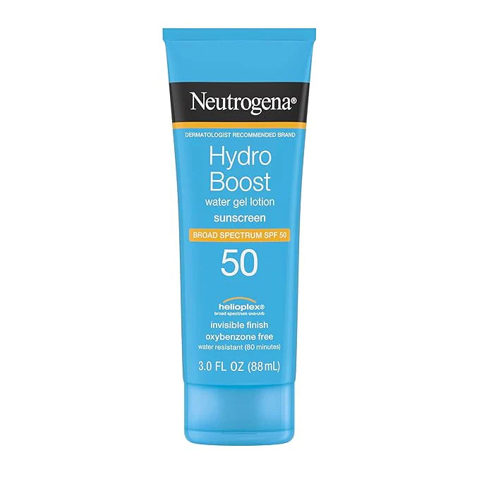Neutrogena Hydro Boost Moisturizing Water Gel Sunscreen Lotion with Broad Spectrum SPF 50, Water-Resistant & Non-Greasy Hydrating Sunscreen Lotion, Oil-Free, 3 fl. oz