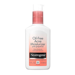 Neutrogena Oil Free Acne Moisturizer, .5% Salicylic Acid Acne Treatment, Pink Grapefruit Face Lotion for Breakouts, Non-Greasy & Non-Comedogenic, 4 fl. oz
