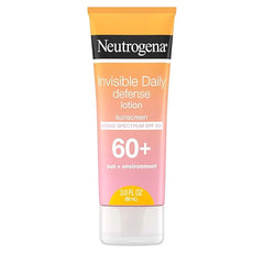 Neutrogena Invisible Daily Defense Sunscreen Lotion, Broad Spectrum SPF 60+, Oxybenzone-Free & Water-Resistant, Sun & Environmental Aggressor Protection, Antioxidant Complex, 3.0 fl. oz