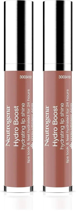 Neutrogena Hydro Boost Moisturizing Lip Gloss,Hydrating Non-Stick and Non-Drying Luminous Tinted Lip Shine with Hyaluronic Acid to Soften and Condition Lips,27 Almond Nude Color,0.10 oz,(Pack of 2)