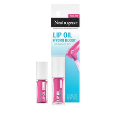 Neutrogena Hydro Boost Tinted Lip Oil with Hyaluronic Acid, Hydrating and Nourishing Lip Oil for Fuller Looking Lips, Petal Pop, .2 fl. Oz