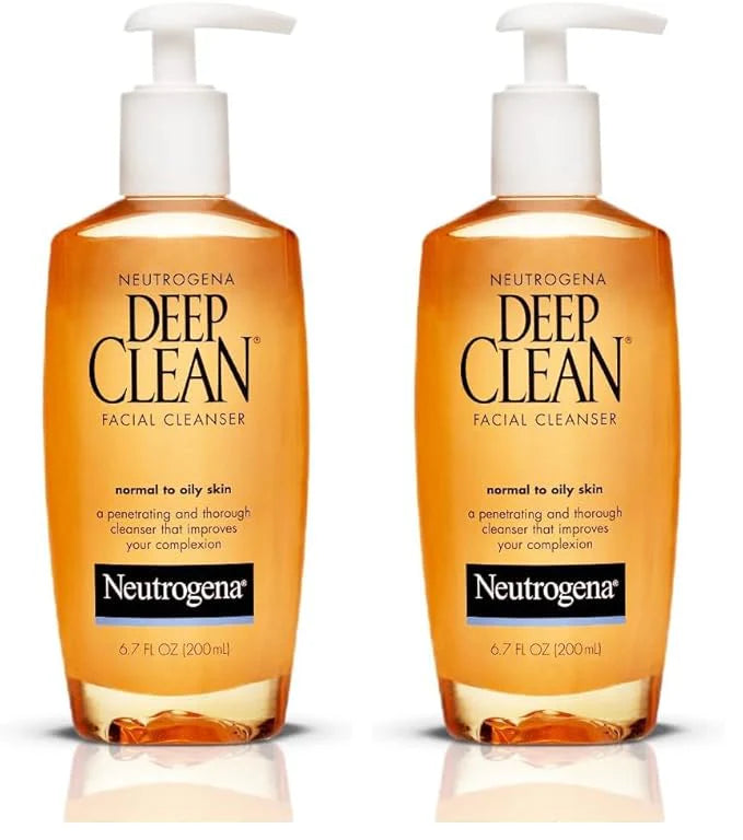 Neutrogena Deep Clean Daily Facial Cleanser with Beta Hydroxy Acid for Normal to Oily Skin,Alcohol-Free,Oil-Free & Non-Comedogenic,6.7 fl. oz,(Pack of 2)