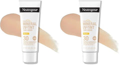 Neutrogena Purescreen+ Mineral UV Tint Face Liquid Tinted Sunscreen - with 100% Mineral Actives & Vitamin E,Enhances Natural Tone,Water Resistant,Broad Spectrum SPF 30,1.1 fl oz,(Pack of 2)
