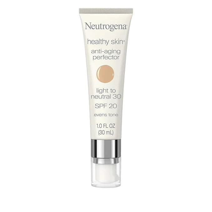 Neutrogena Retinol Treatment & Tinted Facial Moisturizer, Healthy Skin Anti-Aging Perfector, Broad Spectrum SPF 20 Sunscreen & Titanium Dioxide, Blendable Sheer Coverage, 30 Light to Neutral, 1 fl. Oz