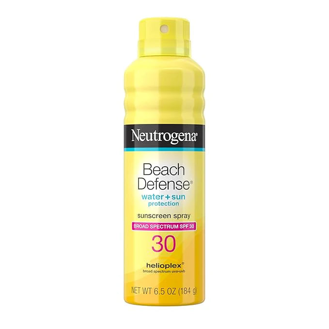 Neutrogena Beach Defense Sunscreen Spray SPF 30, Hawaii Reef Act 104 Compliant, Octinoxate & Oxybenzone Free, Broad Spectrum, Fast Absorbing & Lightweight, Face and Body Sunscreen, 6.5 Oz