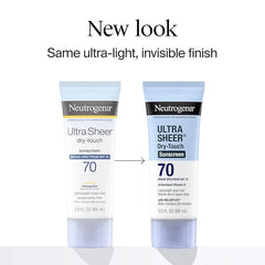 Neutrogena Ultra Sheer Dry-Touch Sunscreen For Face & Body, SPF 70 Broad Spectrum UVA/UVB Protection, Lightweight Water Resistant & Non-Greasy, Travel Size Sunscreen, 3 fl. oz (Pack of 3)