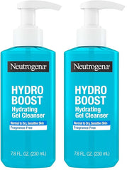 Neutrogena Hydro Boost Face Wash,Fragrance Free,Hydrating Facial Cleanser with Hyaluronic Acid,Daily Foaming Face Wash & Makeup Remover,Hypoallergenic Gel Cleanser,7.8 fl. oz,(Pack of 2)