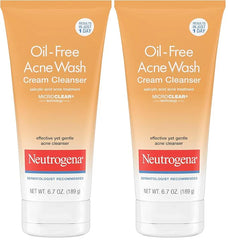 Neutrogena Oil-Free Acne Face Wash Cream Cleanser, 2% Salicylic Acid Acne Treatment, Daily Facial Cleanser for Acne-Prone Skin, 6.7 fl. oz (Pack of 2)