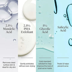 Neutrogena Evenly Clear Acne Exfoliant with Salicylic Acid & Mandelic Acid, Multi-Acid Face Exfoliating Treatment Serum Visibly Fade the look of Post-Acne Marks for A Smooth, Even Skin Tone, 1 fl. oz