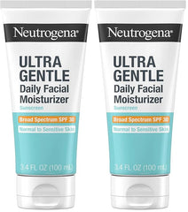Neutrogena Ultra Gentle Daily Facial Moisturizer with SPF 30 Sunscreen with CICA,Lightweight Face Lotion-with Broad Spectrum SPF 30 for Normal to Sensitive Skin,Fragrance-Free,3.4 fl. oz,(Pack of 2)