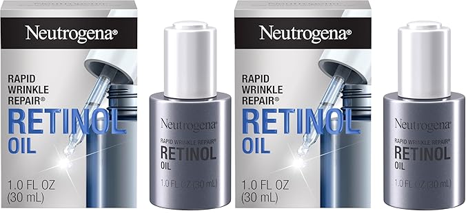 Neutrogena Rapid Wrinkle Repair Retinol Face Oil, Daily Anti-Aging Face Serum to Fight Fine Lines, Deep Wrinkles, & Dark Spots, 1.0 fl. oz,(Pack of 2)