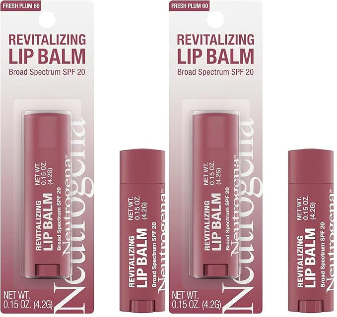 Neutrogena Revitalizing Tinted Lip Balm with SPF 20, Hydrating Tinted Lip Care with Sunscreen, Moisturizing Sheer Tint for Softer, Healthier-Looking Lips, Sheer Fresh Plum 60, 0.15 oz (Pack of 2)