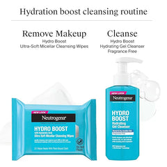 Neutrogena Hydro Boost Face Wash, Fragrance Free, Hydrating Facial Cleanser with Hyaluronic Acid, Daily Foaming Face Wash & Makeup Remover, Hypoallergenic Gel Cleanser, 7.8 fl. oz