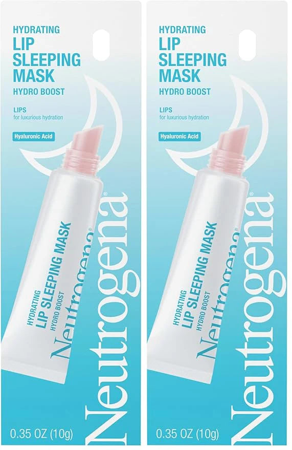 Neutrogena Hydro Boost Hydrating Lip Sleeping Mask with Hyaluronic Acid,Clear Overnight and Daily Moisturizing Treatment for Very Dry Lips,Fragrance Free Squeeze Tube Lip Balm,0.35 oz,(Pack of 2)