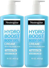 Neutrogena Hydro Boost Body Moisturizing Gel Cream with Hyaluronic Acid, Non-Greasy & Fast Absorbing, Lightweight Hydrating Body Lotion for Normal to Dry Skin, Fragrance-Free, 16 oz (Pack of 2)