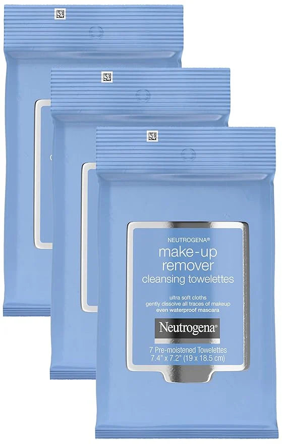 Neutrogena Make-Up Remover Cleansing Towelettes, 7 Count, Packaging May Vary (Pack of 3)