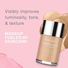 Neutrogena Healthy Skin Liquid Makeup Foundation, Broad Spectrum SPF 20 Sunscreen, Lightweight & Flawless Coverage Foundation with Antioxidant Vitamin E & Feverfew, Natural Tan, 1 fl. oz