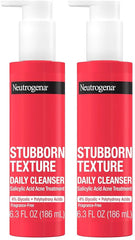 Neutrogena Stubborn Texture Daily Acne Facial Cleanser,Salicylic Acid Face Wash + Glycolic & Polyhydroxy Acids,Fragrance-Free,6.3 fl. oz,(Pack of 2)