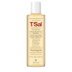 Neutrogena T/Sal Therapeutic Dandruff Shampoo,Scalp Build-Up Control,3% Salicylic Acid,Psoriasis Treatment,Seborrheic Dermatitis Shampoo,Clears Flakes,Fragrance Free,4.5 fl oz,(Pack of 4)