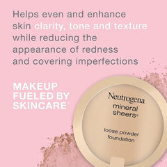 Neutrogena Mineral Sheers Loose Powder Makeup Foundation Lightweight Face Makeup Sheer to Medium Buildable Coverage-Sensitive Skin Foundation with Vitamin A, C, & E, Natural Ivory 20,19 oz (Pack of 2)