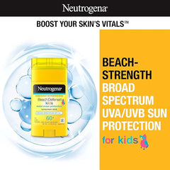 Neutrogena Beach Defense Kids Sunscreen Stick SPF 60+, Hawaii Reef Act 104 Compliant, Octinoxate & Oxybenzone Free, Sunscreen for Face & Body, Travel Size Sun Protection, 1.5 oz