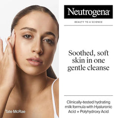 Neutrogena Hydro Boost Face Wash Soothing Milk Cleanser, Fragrance Free Hydrating Facial Cleanser With Hyaluronic Acid, Sensitive Skin Face Wash & Makeup Remover, 7.8 Fl Oz