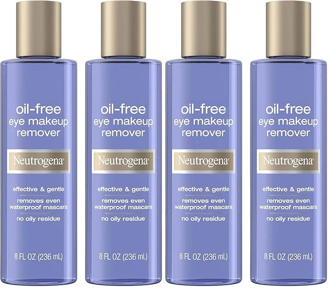 Neutrogena Oil-Free Eye Makeup Remover & Cleanser,Gentle & Non-Greasy Makeup Remover for Waterproof Mascara,8 fl. Oz,(Pack of 4)