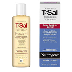 Neutrogena T/Sal Therapeutic Dandruff Shampoo, Scalp Build-Up Control, 3% Salicylic Acid,Psoriasis Treatment, Seborrheic Dermatitis Shampoo, Clears Flakes, Fragrance Free, 4.5 fl oz (Pack of 2)