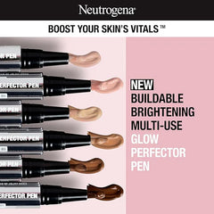 Neutrogena Healthy Skin Glow Perfector Concealer Pen, Lightweight Liquid Makeup for Face with Pro-Vitamin B5 & Vitamin E for a Radiant Finish, Deep, 0.1 oz