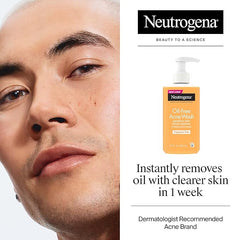 Neutrogena Oil-Free Acne Face Wash, Fragrance Free, Sensitive Skin Facial Cleanser with 2% Salicylic Acid Acne Treatment for Face, 9.1 Fl Oz,(Pack of 2)